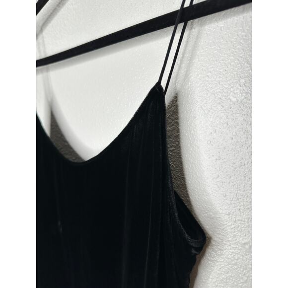 Theory Soft Black Velvet V-Neck Spaghetti Strap Side Slit Camisole Top S - Picture 7 of 15